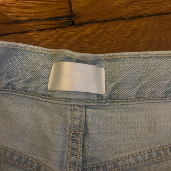 7 For All Mankind Blue Distressed Jean Shorts - Picture 8 of 10
